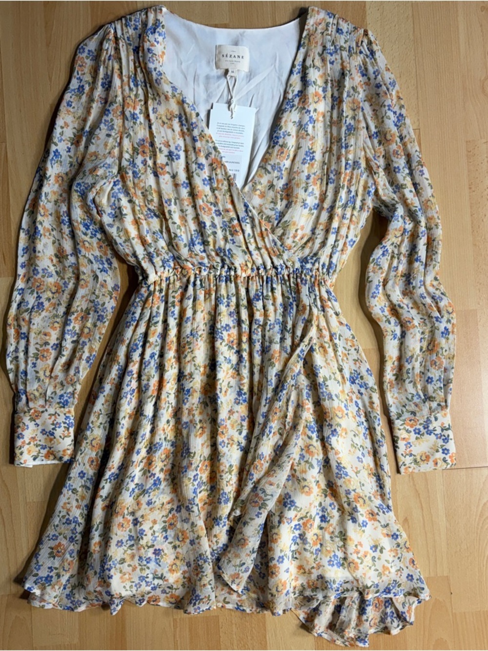 Sezane NWT Barbara Faux Wrap Dress in Garden Floral - Picture 3 of 12